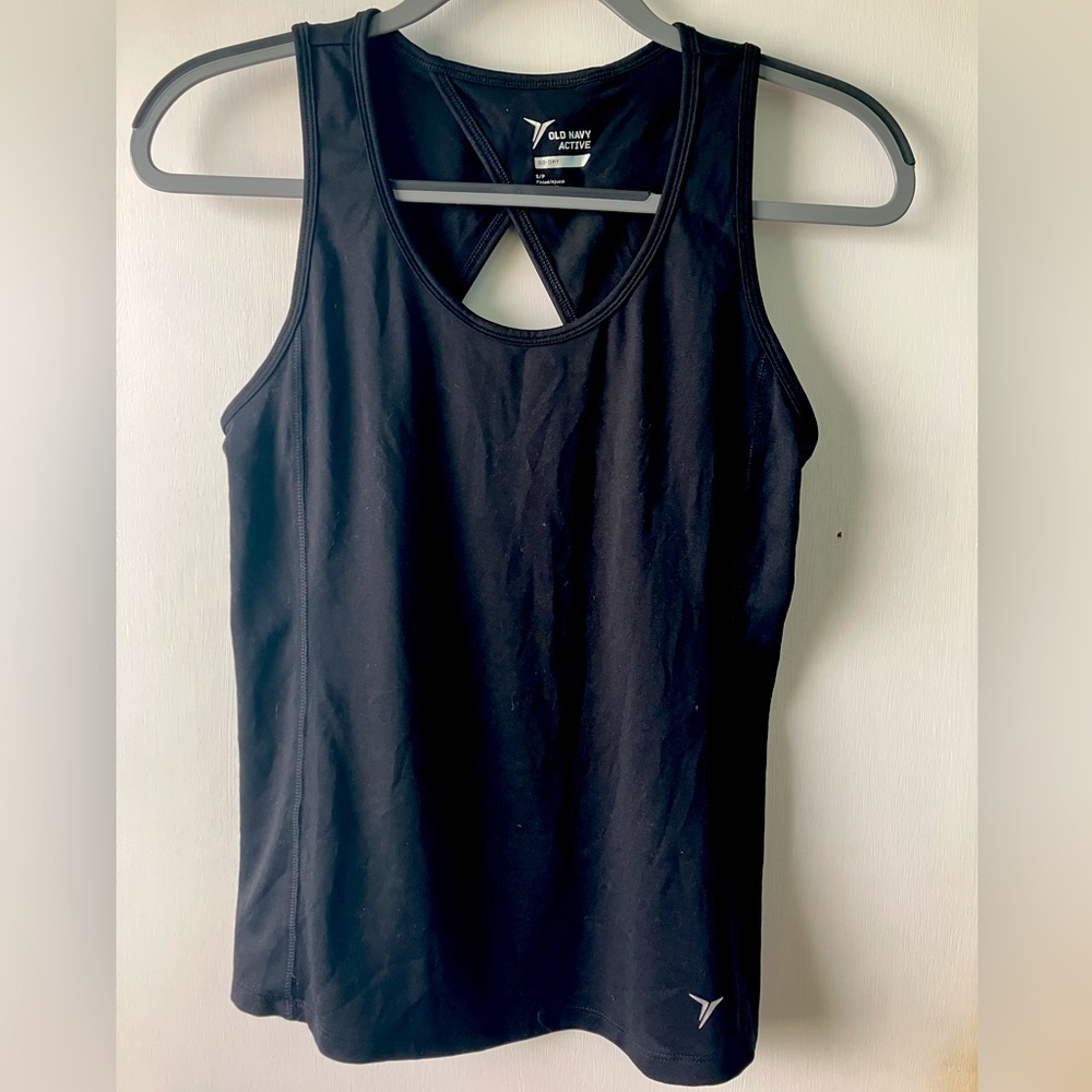 Old Navy Active Go-dry Fitted Keyhole Back Athletic Tank Top Black Womens Small